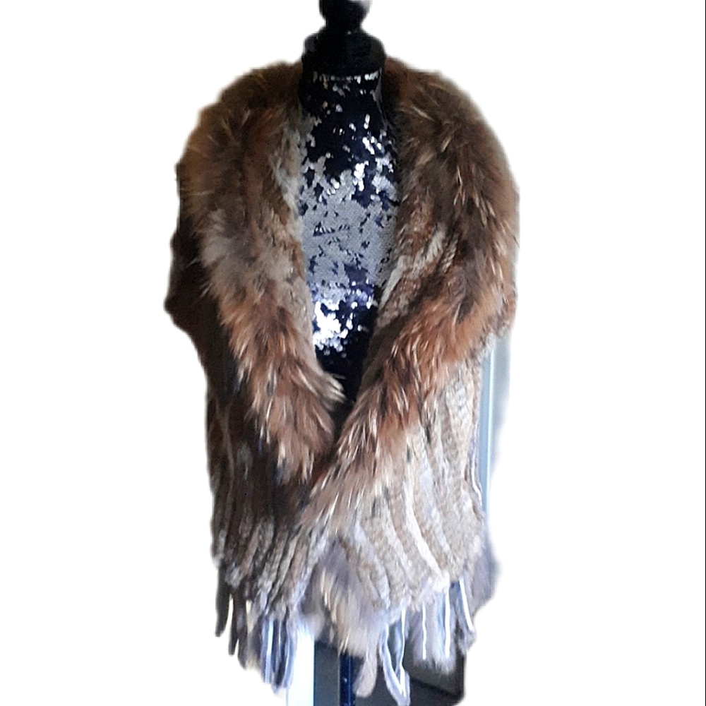 Designer Fur Vest With Deep Hood